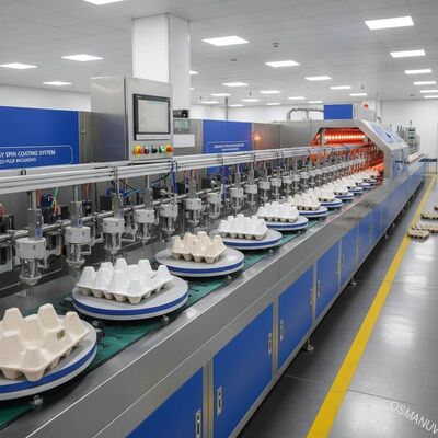 High-Output Rotary Spin Coating Line for Molded Pulp Industrial Packaging Interior Coating