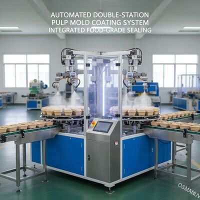 Automated Double-station Pulp Mold Coating System for Integrated Food-Grade Sealing of Sugarcane and Straw Pulp Packaging