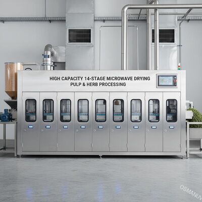 High Capacity 14-Stage Microwave Drying Machine for Pulp and Herb Processing