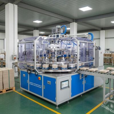 High-Speed 24-Station Rotary Spin Coating Line for Pulp Molding Food Tray Waterproofing