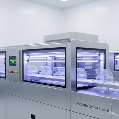 In-Line UV-C Tunnel for High-Speed Sterilization of Transparent Food Packaging