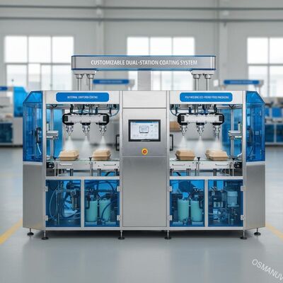 Customizable Dual-Station Coating System | For Internal Uniform Coating of Pulp Molding Eco-friendly Food Packaging