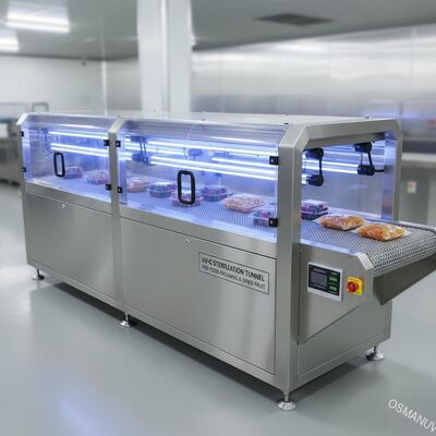 UV-C Sterilization Tunnel for Transparent Food Packaging & Dried Fruit - Conveyorized Inline System