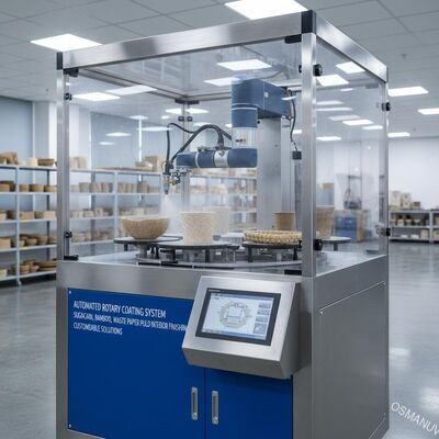 Automated Rotary Coating System for Sugercane,Banboo,Waste Paper Pulp Mold Interior Finishing | Customizable Solutions