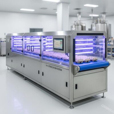 High-Speed UV Light Sterilization Tunnel for Food-Grade Pulp Molded Packaging - Conveyorized Inline System