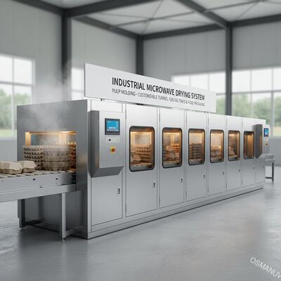 Industrial Microwave Drying Machine for Pulp Molding - Customizable Tunnel System for Egg Trays & Food Packaging