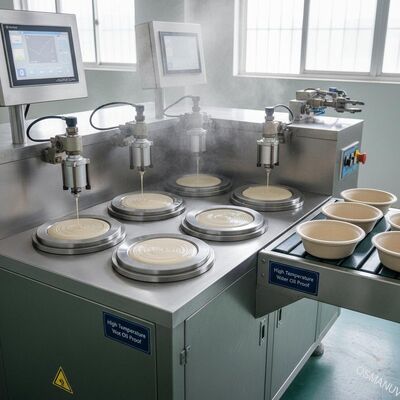 Fiber Bowl Tray Coating For High Temperature Water Hot Oil Proof Six Station Spin Coating Machine For Bamboo Paper Sugar Cane