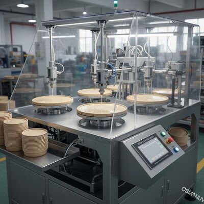 Bowl Lid Food Packaging Tray Coating For Water Hot Oil Proof Six Station Spin Coating Machine For Bamboo Paper Sugar Cane