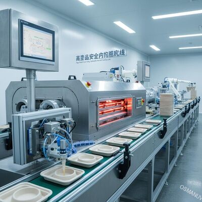High-Speed Food Safety Tableware Tray Bowl Internal Coating Production Line For Pulp Molding