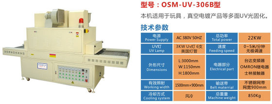22KW Multifaceted Curing Machine Screen Printing 10mm Height Feed Port