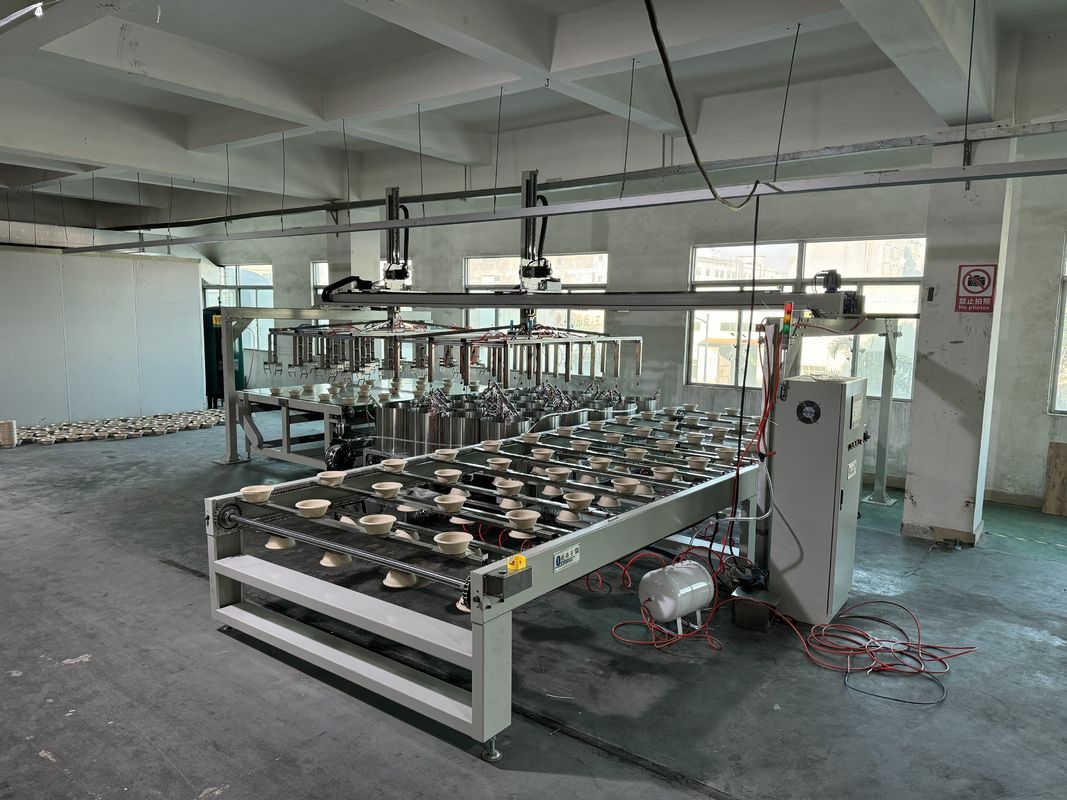 24-Station Rotary Spin Coating Line for Pulp Molding Food Tray Waterproofing: High-Speed Production Machine for Plant Fiber Products