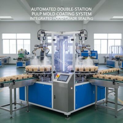 Automated Double-station Pulp Mold Coating System for Integrated Food-Grade Sealing of Sugarcane and Straw Pulp Packaging