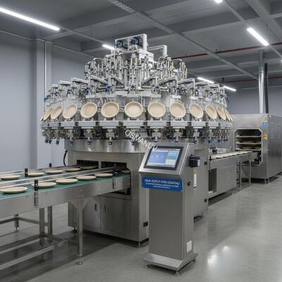 High-Output Spin Coating Production Line for Molded Pulp Tableware - 24-Station Internal Coating System with Customizable Parameters