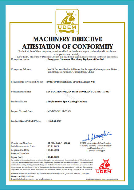 China Dongguan Osmanuv Machinery Equipment Co., Ltd certification